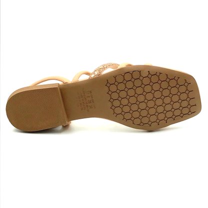 Sandália Mississipi Rasteira Nude com Strass 9543
