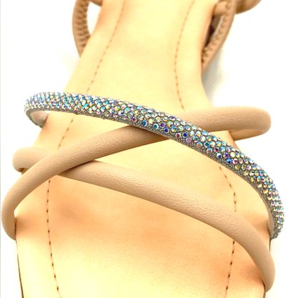 Sandália Mississipi Rasteira Nude com Strass 9992