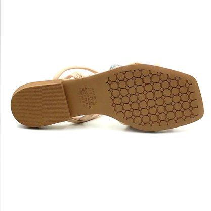 Sandália Mississipi Rasteira Nude com Strass 9992