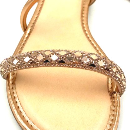 Sandália Mississipi Rasteira Rosê com Strass 351