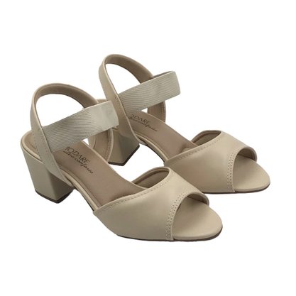 Sandália Modare Creme Salto Bloco com Elástico 7109459