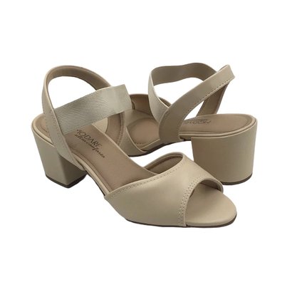 Sandália Modare Creme Salto Bloco com Elástico 7109459