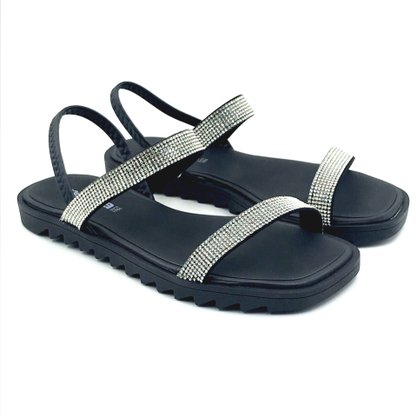 Sandália Moleca Flatform Tratorada Preta 5454114