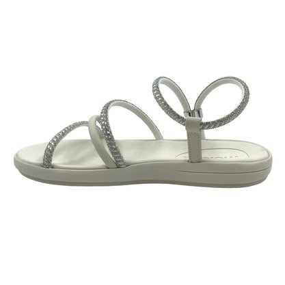Sandália Moleca Papete Calce Fácil Strass Off White 5525104