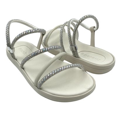 Sandália Moleca Papete Calce Fácil Strass Off White 5525104