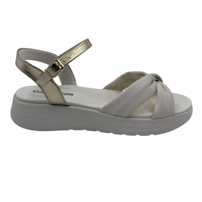 Sandália Papete Comfortflex com Enfeite Bege 2547403