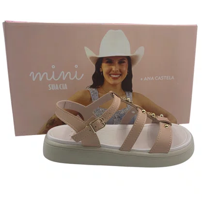 Sandália Papete Menina Mini Sua Cia Bege 52122