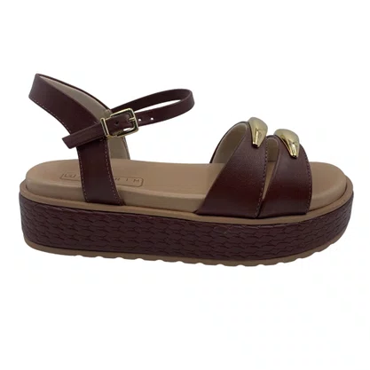 Sandália Papete Ramarim Flatform Marrom 2543204