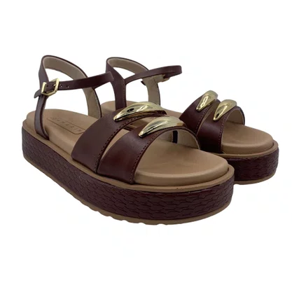 Sandália Papete Ramarim Flatform Marrom 2543204