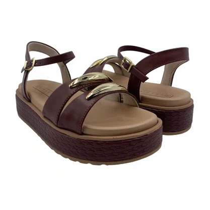 Sandália Papete Ramarim Flatform Marrom 2543204