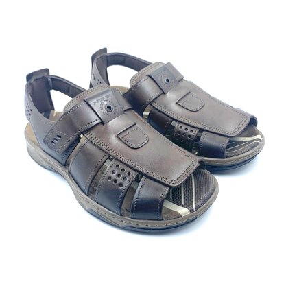 Sandália Pegada Masculina Couro Marrom 132256