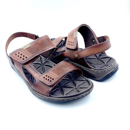 Sandália Pegada Masculina Couro Marrom 133206