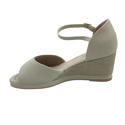 Sandália Piccadilly Anabela Salto Alto Off White 408215
