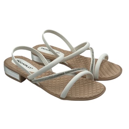 Sandália Piccadilly Calce Fácil Branca com Strass 590122