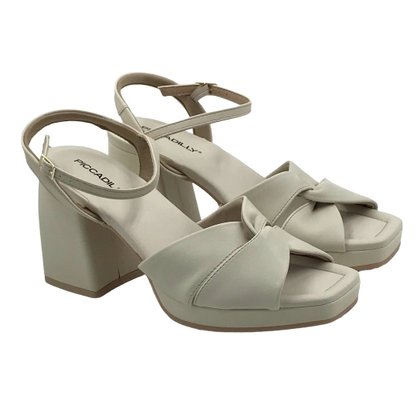 Sandália Piccadilly Salto Alto Bloco Off White 771002