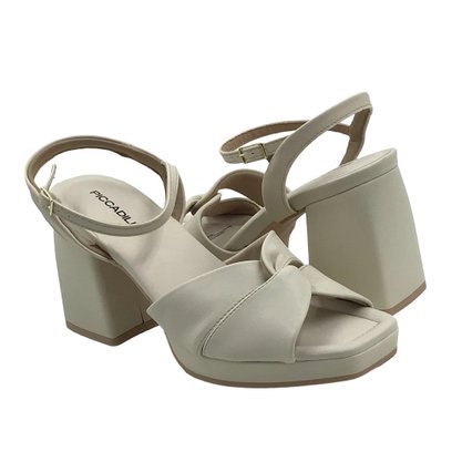 Sandália Piccadilly Salto Alto Bloco Off White 771002