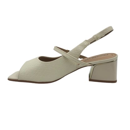 Sandália Piccadilly Slingback Salto Bloco Off White 543083