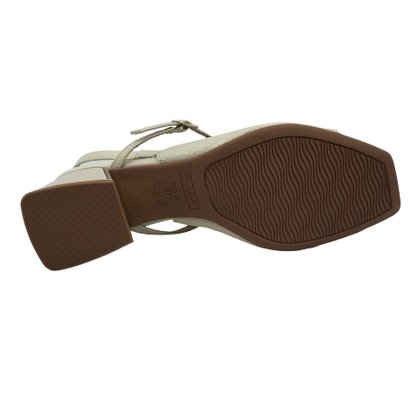 Sandália Piccadilly Slingback Salto Bloco Off White 543083