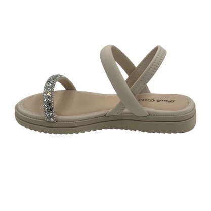Sandália Pink Cats Flatform Nude com Strass 3611