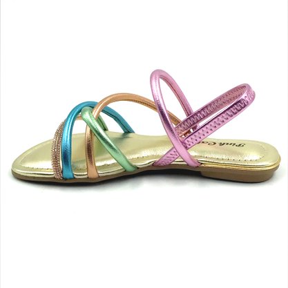 Sandália Pink Cats Multi Color com Strass 3714