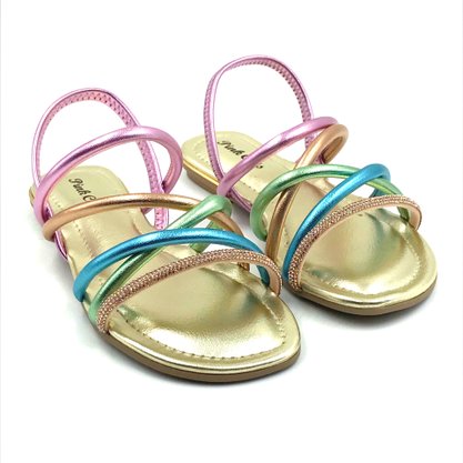 Sandália Pink Cats Multi Color com Strass 3714