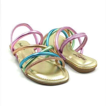 Sandália Pink Cats Multi Color com Strass 3714