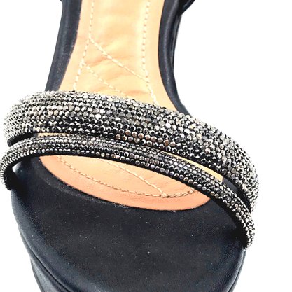 Sandália Ramarim Anabela Strass Preta 2346201