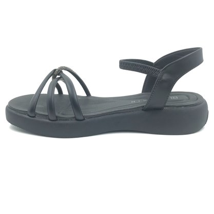 Sandália Ramarim Flatform Calce Fácil Strass Preta 2424204