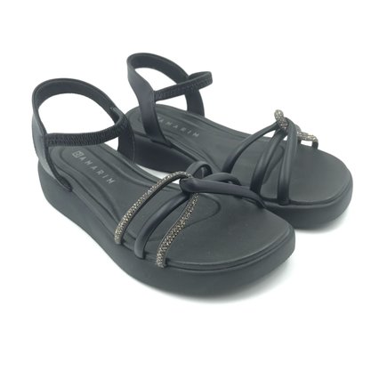 Sandália Ramarim Flatform Calce Fácil Strass Preta 2424204