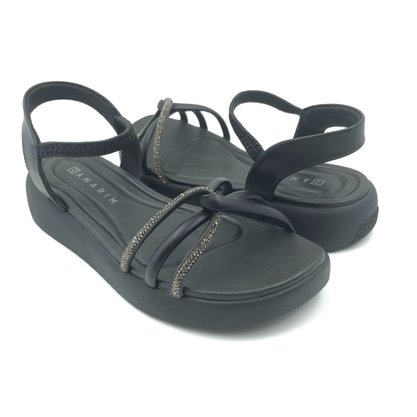 Sandália Ramarim Flatform Calce Fácil Strass Preta 2424204