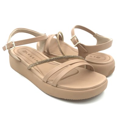 Sandália Ramarim Flatform com Strass Bege 2424203