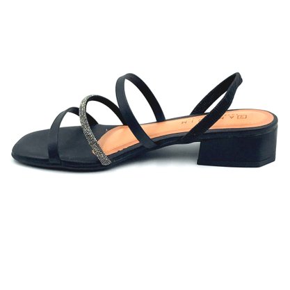 Sandália Ramarim Salto Baixo Strass Preta 2348221