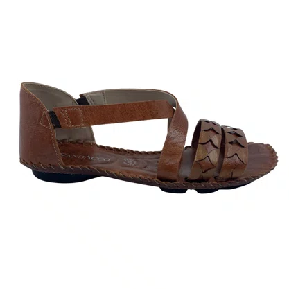 Sandália Rasteira Andacco Couro Calce Fácil Marrom 12380