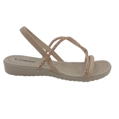 Sandália Rasteira Campesí Calce Fácil Bege 507