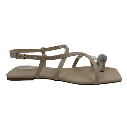 Sandália Rasteira Sua Cia com Strass Bege 16162