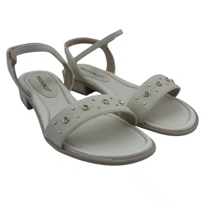 Sandália Salto Baixo Piccadilly Conforto Off White 590073
