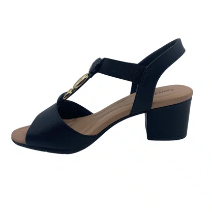 Sandália Salto Bloco Comfortflex Calce Fácil Preta 2557403