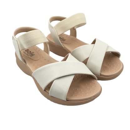 Sandália Softli Anabela Calce Fácil Off White 1000910102