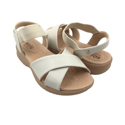 Sandália Softli Anabela Calce Fácil Off White 1000910102