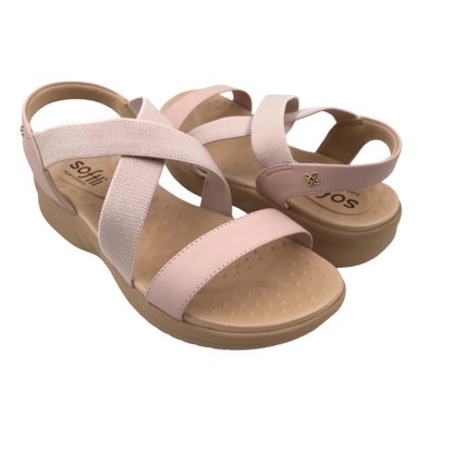 Sandália Softli Anabela Calce Fácil Rosa 1000910096