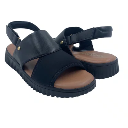 Sandália Total Care Comfortflex Calce Fácil Preta 2449401