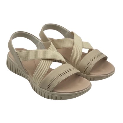 Sandália Usaflex Calce Fácil Nude Tiras Elásticas 0111