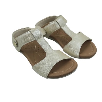 Sandália Usaflex Couro 2 em 1 Calce Fácil Off White 1880