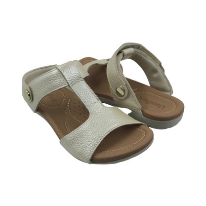 Sandália Usaflex Couro 2 em 1 Calce Fácil Off White 1880