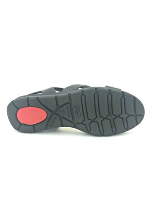 Sandália Usaflex Couro Preta Tiras Elásticos 2302