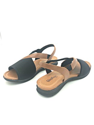 Sandália Usaflex Neoprene Joanete Preta/Camel 3008