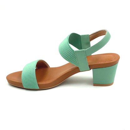 Sandália Usaflex Salto Bloco Tiras Elásticas Verde 8204