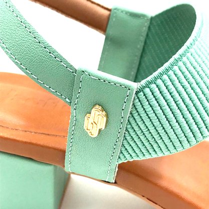 Sandália Usaflex Salto Bloco Tiras Elásticas Verde 8204