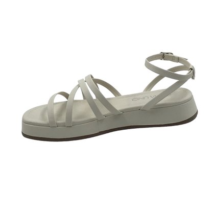 Sandália Via Uno Flat Form Off White com Tiras 803005