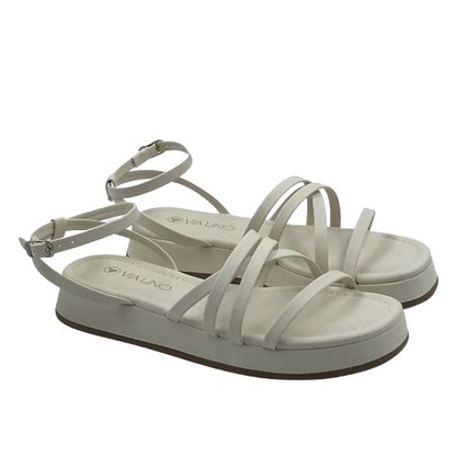 Sandália Via Uno Flat Form Off White com Tiras 803005